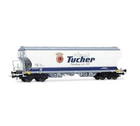 Rivarossi HR6676 Vagón de tolva de Cereales de 4 Ejes con Lados Redondos, librea Azul Claro Tucher, EP. V-Vi para Adultos de más de 14 años, Modelo de coleccionista ferroviario