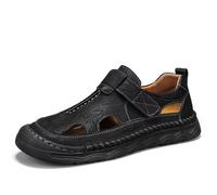 Rivccku Hombre Punta Cerrado Gancho y Bucle Al aire libre Excursionismo Cuero Zapatos Sandalias y chanclas