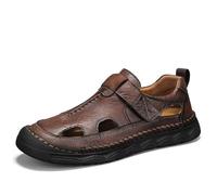 Rivccku Hombre Punta Cerrado Gancho y Bucle Al aire libre Excursionismo Cuero Zapatos Sandalias y chanclas