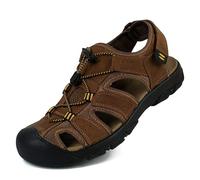 Rivccku Hombre Verano Sandalia de Senderismo Al Aire Libre Deportivas Casual Cuero Sandalias de Playa