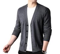 Rivccku Suéteres para Hombre, Cárdigan suéter de Punto 100% De Cachemira Jersey Grueso Tank Tops con Cuello en V Otoño Invierno