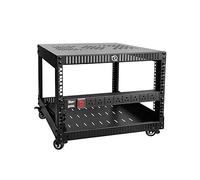 RIVECO Estante de red de 6U con ruedas para servidor, gabinete de marco abierto estéreo con cubiertas superiores e inferiores ventiladas, agujeros redondos postes de agujeros cuadrados disponibles