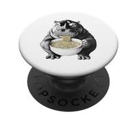 River Beast Comiendo Fideos Ramen Divertido Arte Animal PopSockets PopGrip Adhesivo