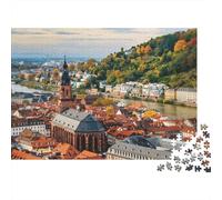 River City Puzzle for Adultoos 1000Piezas Reciclable Autumn View Mayores Puzzles Imposible Difícil Difícil Desafiante Aliviar Demencia Senil Actividad 38x26cm/1000pcs