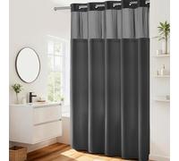 River Dream Cortina de Ducha de Punto gofre con Forro a presión (Gris Grafito, 71 x 86 Pulgadas)
