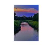 River in A Dream - Un camino bajo el resplandor de la puesta del sol en lienzo, póster decorativo para dormitorio, oficina, habitación, regalo, 40 x 60 cm