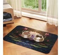 River Lotus - Tapete de alimentación para mascotas, reutilizable y portátil, para perros y gatos, para perros y gatos, contiene derrames, protege el suelo,