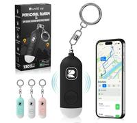 River Stone - Alarma de seguridad personal de 130 dB para Apple FindMy iOS (14.5+) Llavero localizador antiagresión, sirena de emergencia para mujer, niño y persona mayor, localización, autodefensa