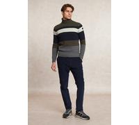 River Woods Slim Fit Fancy Striped Virgin Wool Roll Neck Sweater Olive M Talla: XXL | Jerséis cuello Alto Outlet | Hombre | Verde