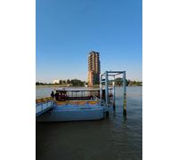 Riverfront Serenity Notebook: 120 Pages Lined Journal, 9.25 x 12.52 in, Urban Landscape Cover