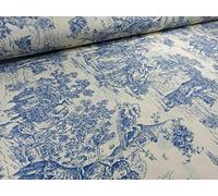 RIVERO TEJIDOS. Tejido de loneta con estampado Toile de Jouy con 280 cm de ancho. Se vende por metros. Ideal para la confección de cortinas, manteles..