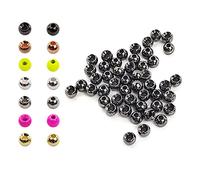 Riverruns Fly Tying & Flies Think Fast Think Deep Aventik 50 Cuentas Redondas de tungsteno con Forma de Bola, 7 Colores/5 tamaños, para Pesca con Mosca, NINFA Streamer, 3.8mm, Black Nickle