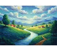 Rivers 3000 Piece Jigsaw Puzzles for Adults, Colourful, Challenging & Brainteasing Adult Puzzles 3000 Pieces Villages, Fun jigsaws for The Whole Family 48x32 Inch