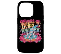 Rivers of Living Water Tipografía Creativa Carcasa para iPhone 14 Pro