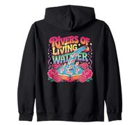 Rivers of Living Water Tipografía Creativa Sudadera con Capucha