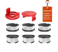 Rivershine GE-CT 18/28 Li Bobina de hilo de repuesto compatible con cortacésped Einhell GE-CT 18/28 Li, GE-CT 18/28 Li TC, y desbrozadoras con batería GE-CT 18/260 Li (6 bobinas + 2 cubiertas de