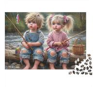 Riverside Fishing Amistad Infantil Puzzle de 1000 Piezas Puzzle para Adultos Juego de Puzzle 1000 Piezas Relajante Familiar Decorativo 52x38cm/1000pcs