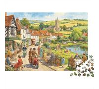Riverside Village Puzzles para Personas Mayores 1000 Piezas Papel Reciclable Cottages Town Puzzle para Adultos Interesting Juego Familiar Accesorios Accesorios para Juegos de Fiesta for Hogar 70x...