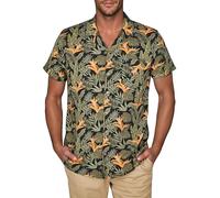 riverso Camisa hawaiana RIVMick de manga corta para hombre, corte regular, camisa de verano, camisa hawaiana, bolsillo en el pecho, flores, verde, azul, negro, S, M, L, XL, XXL, 3XL, 4XL, 5XL, Leaves