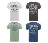 Riverso Camiseta Algodón Hombre Regular Fit Rivleon 4er Set Paquete Cuello