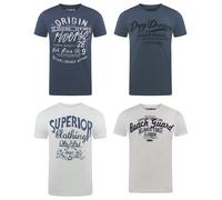 Riverso Camiseta Algodón Hombre Regular Fit Rivleon 4er Set Paquete Cuello