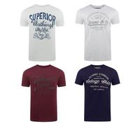 Riverso Camiseta Algodón Hombre Regular Fit Rivleon 4er Set Paquete Cuello