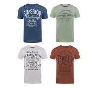 Riverso Camiseta Algodón Hombre Regular Fit Rivleon 4er Set Paquete Cuello
