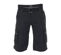 riverso - Pantaloncini Cargo da uomo RIVAnton, con Cintura, 100% Cotone, BLU, Grigio, Verde Oliva, Nero, Beige, a quadretti w30 - w46 Nero (24000) 36W