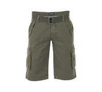riverso - Pantaloncini Cargo da uomo RIVAnton, con Cintura, 100% Cotone, BLU, Grigio, Verde Oliva, Nero, Beige, a quadretti w30 - w46 Verde Militare (12300). 30W