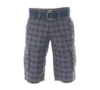riverso - Pantaloncini Cargo da uomo RIVAnton, con Cintura, 100% Cotone, BLU, Grigio, Verde Oliva, Nero, Beige, a quadretti w30 - w46 Washed Indigo Blue Black (19300). 46W