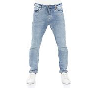 riverso Pantalones vaqueros para hombre RIVToni Tapered Fit pantalones vaqueros de algodón elástico negro, azul y gris w29 w30 w32 w33 w34 w36 w38, Denim azul claro (L148), 38W x 34L