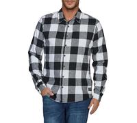 riverso RIVArne - Camisa de manga larga para hombre, corte regular, a cuadros, gris, marrón, amarillo, rojo, verde, S - 5XL, 100 % algodón, negro / blanco, M