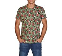 riverso RIVBill - Camiseta para Hombre, impresión fotográfica, Cuello Redondo, Manga Corta, Camiseta de Verano, Hawaiano, Estampado de Flores, 100% algodón, Negro, XL