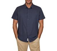 riverso RIVEmilio Camisa de lino para hombre, manga corta, corte regular, camisa de verano, camisa de lino, monocolor, blanco, beige, azul, verde, azul marino, S, M, L, XL, XXL, 3XL, 4XL, 5XL, azul