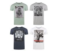 riverso RIVFritz - Juego de 4 Camisetas para Hombre con impresión fotográfica de Cuello Redondo y Manga Corta, de algodón Normal, Estampado de Animales, Farbmix 5, XXXXXL