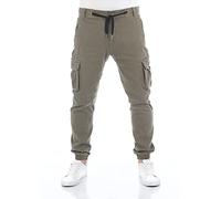 riverso RIVHanno - Pantalones cargo para hombre, corte regular, pantalones de ocio, de algodón, bolsillos elásticos, color negro, verde, beige, oliva, w30 - w42 - Dusty Olive (12300) 32