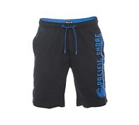 riverso RIVJannik - Bañador corto para hombre, pantalón corto de verano, deportivo, con cordón, estampado, 100 % poliéster, Negro - Azul (64009), XL