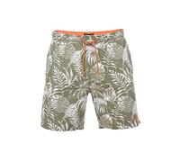 riverso RiVKai - Bañador corto para hombre, pantalón corto de verano, deportivo, con cordón, estampado 100 % poliéster, Vintage Olive-shhiny Orange (52001), M