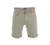 riverso RIVKlaas - Pantalones Cortos Chinos para Hombre, Corte Regular, Cinturón, Bermuda, Pantalones Cortos de Verano, 98% algodón, Verde, Rojo, Azul, Beige, Gris, W30 - W42