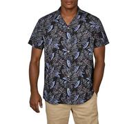 riverso RIVMick - Camisa de manga corta para hombre, corte regular, camisa de verano, camisa hawaiana, bolsillo en el pecho, flores, estampado fotográfico, silencioso, ocio, verde, azul, negro, S, M,