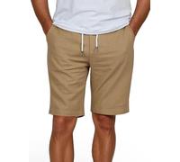 riverso RIVOliver - Pantalones cortos de lino para hombre, corte regular, largo hasta la rodilla, monocolor, blanco, azul, azul marino, beige, negro, verde, S, M, L, XL, XXL, 3XL, 4XL, 5XL, Arcilla
