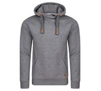 riverso - Sudadera con Capucha para Hombre RIVNiklas, Bolsillo Canguro, Cuello Cruzado, Regular, Monocolor, Algodón, Gris Marrón Verde Rojo Azul Negro - Grey Melange Standard 2 (Bjd). M
