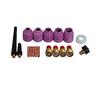 RIVERWELD 18pcs TIG lentes de gas cuerpo de pinzas 45V42 45V43 45V44 45V45 boquilla de alúmina 53N58 53N59 53N60 53N61 53N61S Kit de tapas traseras de copa de junta para PTA DB SR WP 9 20 25