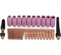 RIVERWELD 33 piezas TIG Collet Body 10N30(Ø1.0mm) 10N31(Ø1.6mm) Boquilla de alúmina 10N50#4 10N49#5 10N48#6 10N47#7 Tapa trasera 57Y02 57Y03 57Y04 Kit de tamaños surtidos para DB SR WP-17 18 26
