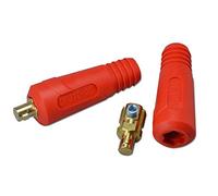 RIVERWELD Conjunto de zócalo conector de panel de cable de soldadura TIG de ajuste rápido estilo Dinse 200Amp DKJ10-25 Rojo 2 piezas