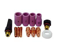 RIVERWELD Cuerpos Cortos de Portaboquillas TIG 17CB20 1.6mm, 10N24S 2.4mm, 10N25S 3.2mm y Copas Cerámicas 13N09 5#, 13N10 6#, 13N11 7#, 13N12 8# para Antorcha TIG DB SR WP 17 18 26-13pzas