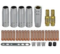 RIVERWELD MB15 15AK Punta de contacto M6 0.04 pulgadas 0.9 mm y soporte de puntas difusor y copa de escudo y para soplete de soldadura MIG, 33 piezas