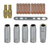 RIVERWELD Puntas de contacto MIG MAG 1,0mm M6 140.0253 y difusor de portapuntas 002.0078 Copas de boquilla de gas cónicas 145.0075 Placa 191.0001 kit para antorcha de soldadura MB15 15AK 18pcs