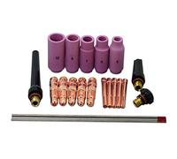 RIVERWELD Tig Collet cuerpo TIG retorno Cap y 2% Thoriated TIG Kit de electrodo de tungsteno Fit WP 17 18 26 TIG soldadura antorcha Consumibles Accesorios 22pcs