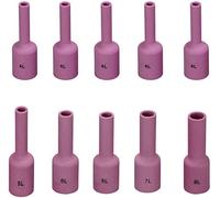 RIVERWELD TIG Kit de lentes de gas largos de varios tamaños 54N18L (No.4L) 54N17L (No.5L) 54N16L (No.6L) 54N15L (No.7L) 54N14L (No.8L) Fit SR DTA DB WP 17 18 26 Antorcha de soldadura TIG 10 piezas